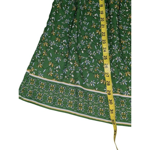 Max Studio Green Floral Boho Peasant Blouse XL Cotton/Rayon 3/4 Sleeves Pullover - Picture 5 of 9